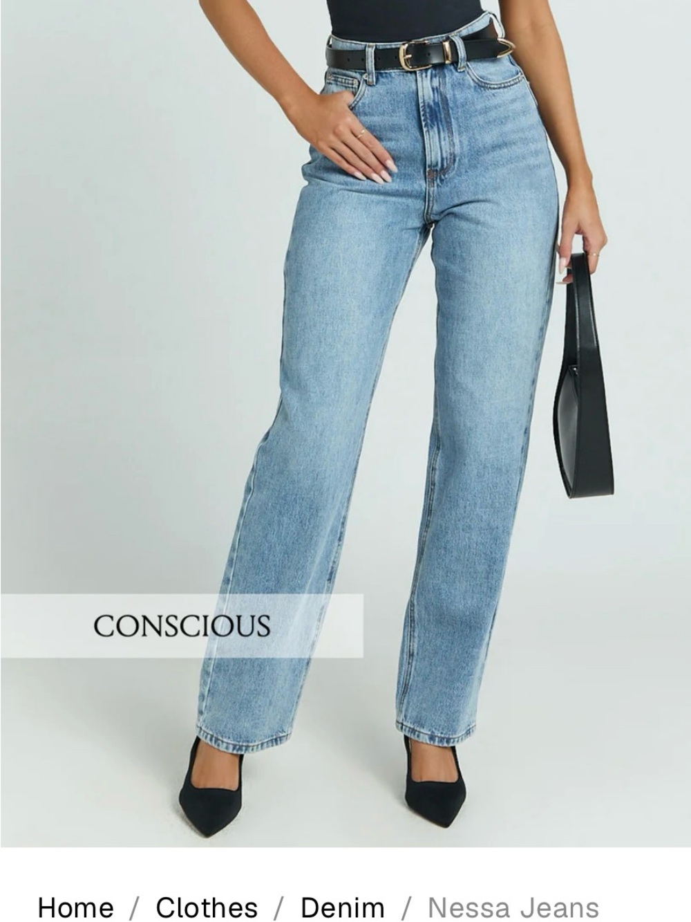 Nessa High-Rise Straight Leg Jeans in Light Blue